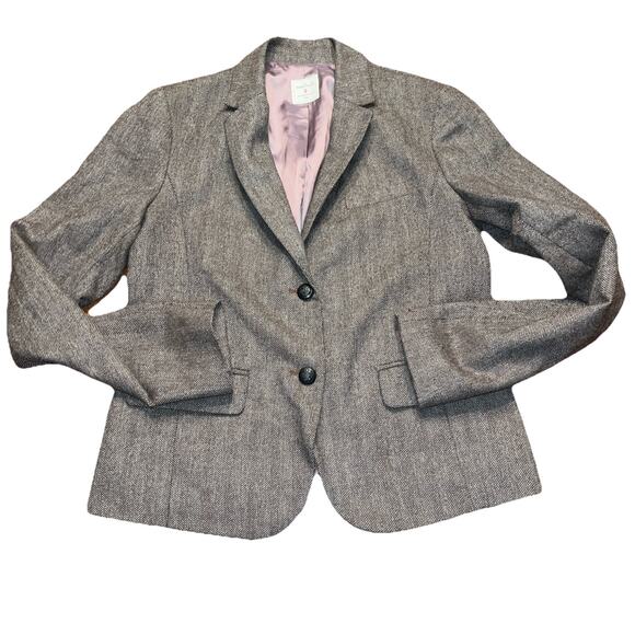 GAP Jackets & Blazers - Gap Jacket Womens 4 Academy Blazer Brown Wool Blend Herringbone Button